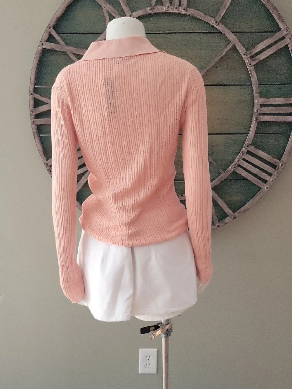 J. Crew Ribbed Tulle Trim Sweater Tee In Premium Ultra Fine Cotton In Peach Clay